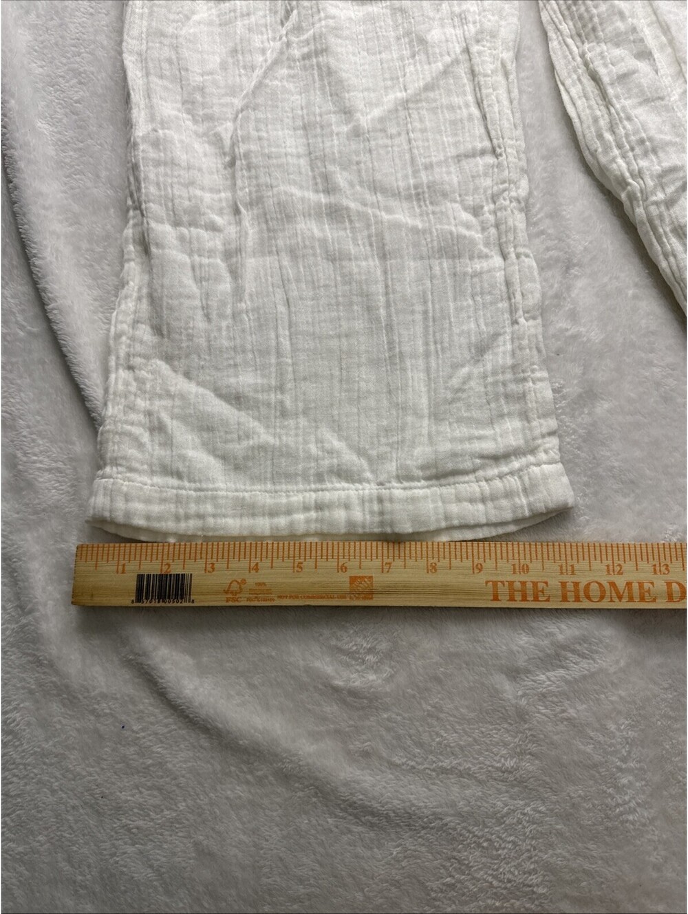 Rip Curl White cotton Wide Leg Pants with Textured Fabric L (2367) - Picture 4 of 8